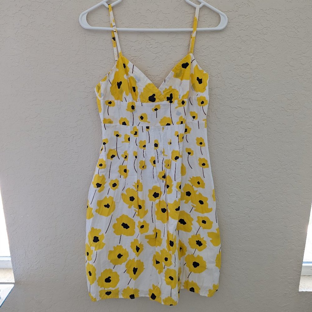 Dina Be Yellow Floral Pleated 90s Sundress Size S
